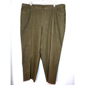 Ruby Rd Olive Green Textured 5‎ Pocket Elastic Portions Jean Tapered Leg 22W